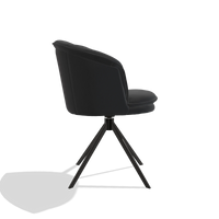 Dining Chair Lena 6581 in Leather B500 (black), black swivel base, side view