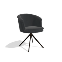 Dining Chair Lena 6581 in Leather B500 (black), espresso swivel base, angled view
