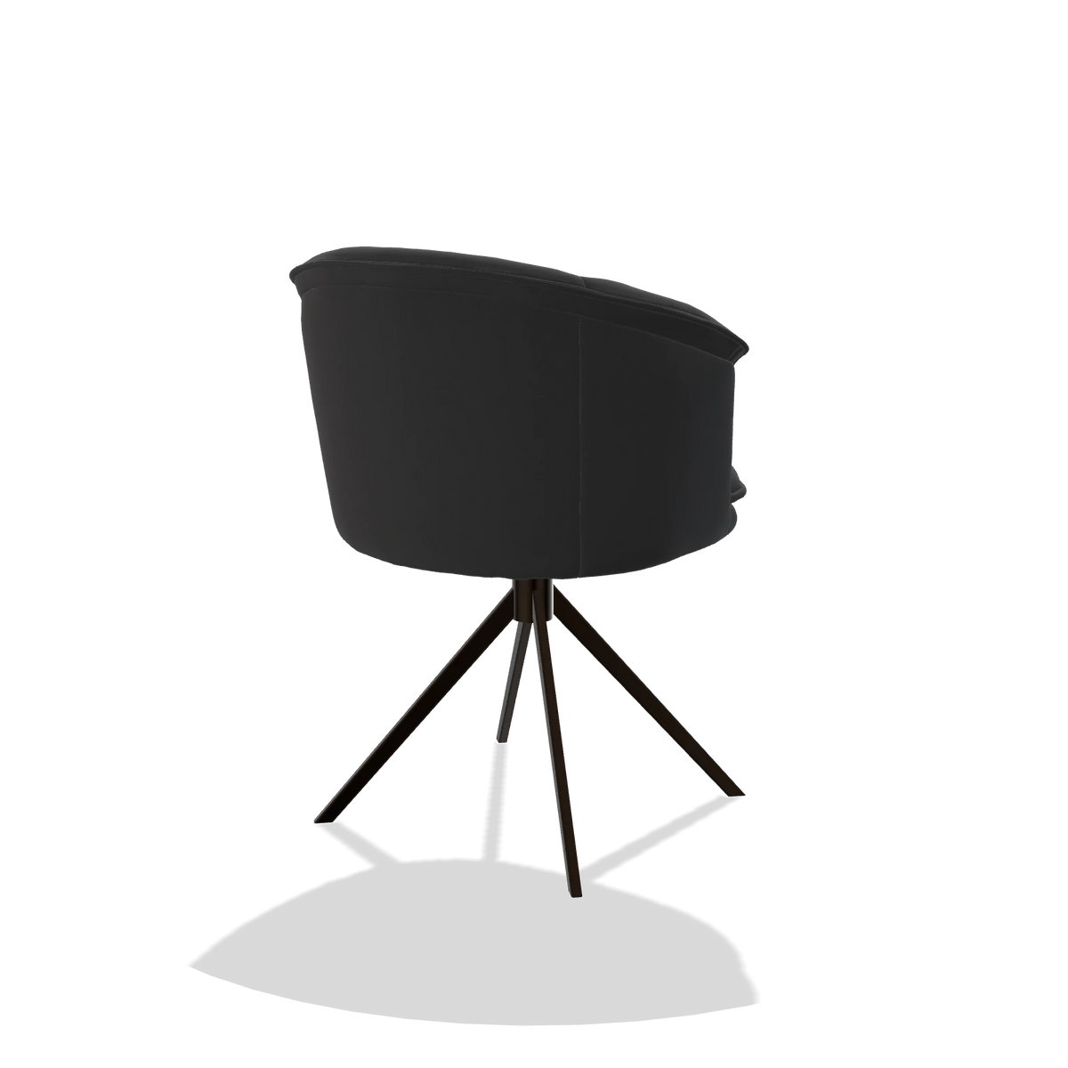 Dining Chair Lena 6581 in Leather B500 (black), espresso swivel base, back angled view