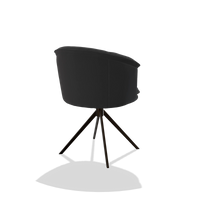 Dining Chair Lena 6581 in Leather B500 (black), espresso swivel base, back angled view