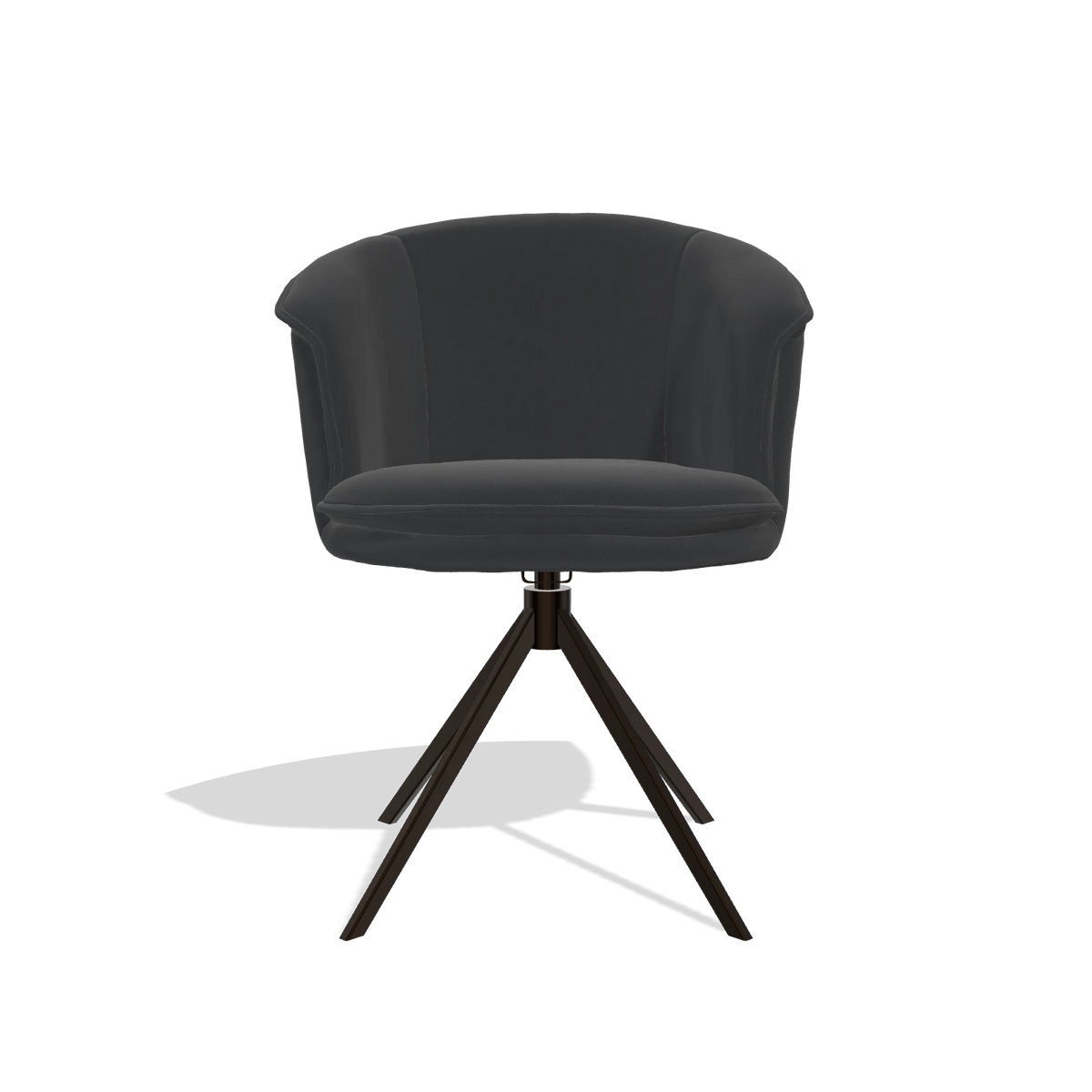 Dining Chair Lena 6581 in Leather B500 (black), espresso swivel base, front view