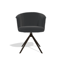 Dining Chair Lena 6581 in Leather B500 (black), espresso swivel base, front view