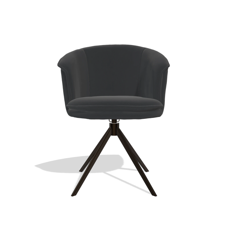 Dining Chair Lena 6581 in Leather B500 (black), espresso swivel base, front view