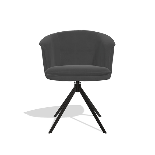 Chaise de salle à manger Lena 6581 en Cuir B905 (anthracite), pied pivotant en noir, vue de face
