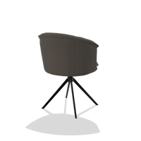 Dining Chair Lena 6581 in Leather B918 (dark grey), black swivel base, back angled view