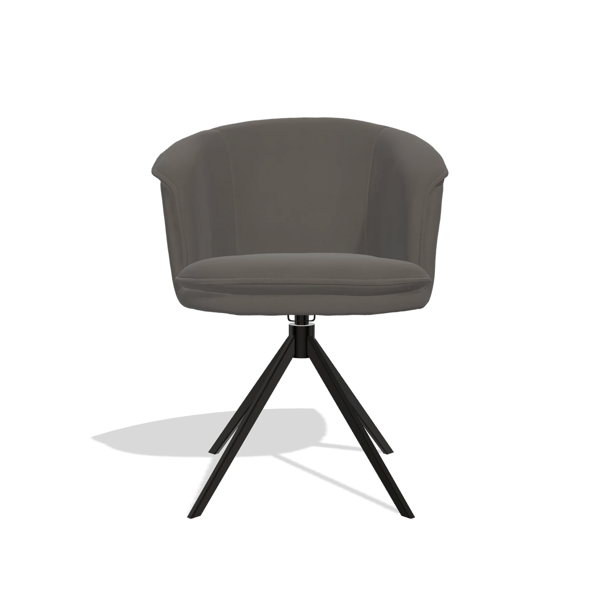 Dining Chair Lena 6581 in Leather B918 (dark grey), black swivel base, front view