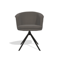 Dining Chair Lena 6581 in Leather B918 (dark grey), black swivel base, front view