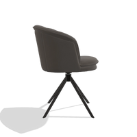 Dining Chair Lena 6581 in Leather B918 (dark grey), black swivel base, side view