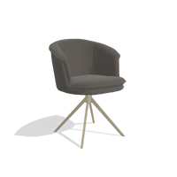 Dining Chair Lena 6581 in Leather B918 (dark grey), champagne swivel base, angled view