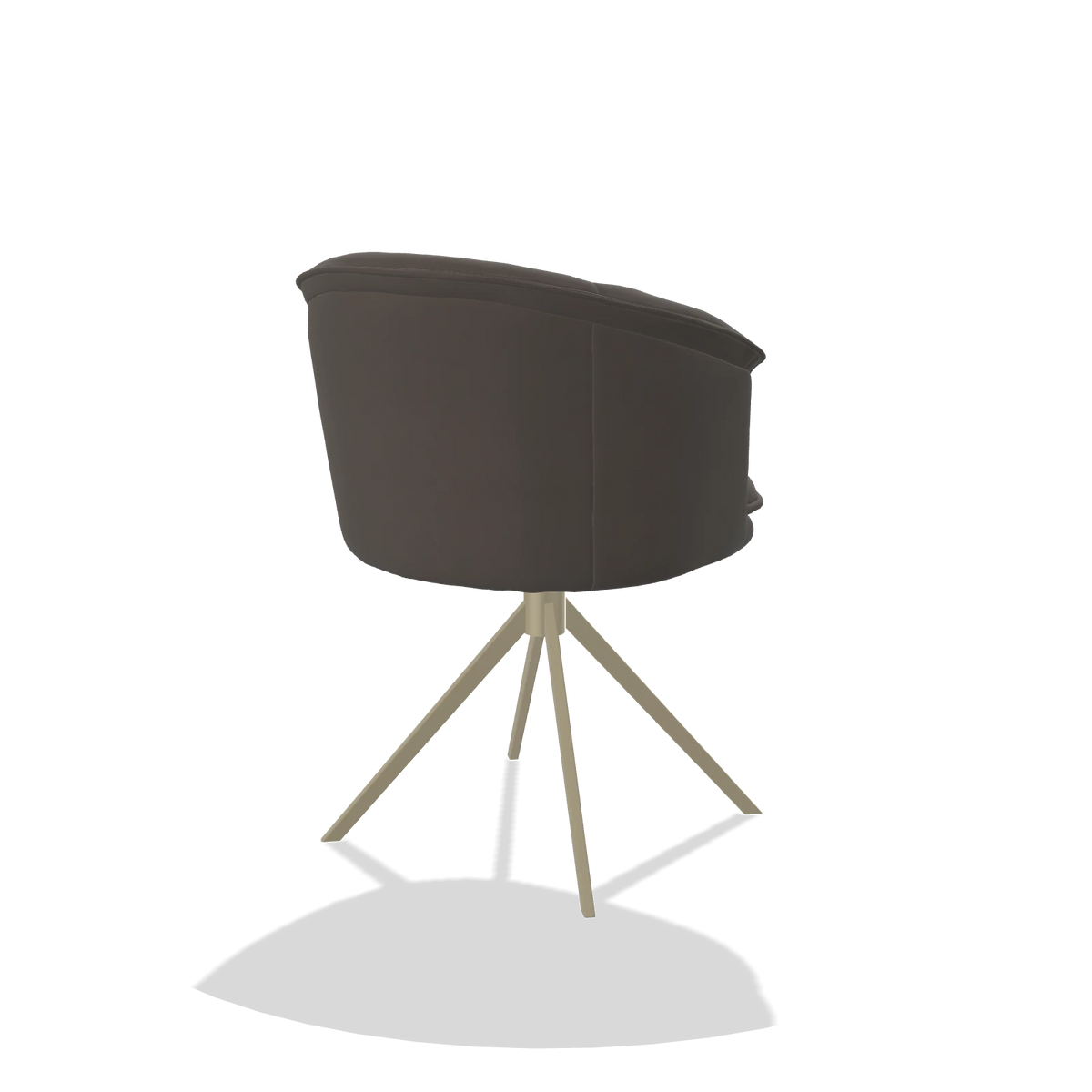 Dining Chair Lena 6581 in Leather B918 (dark grey), champagne swivel base, back angled view