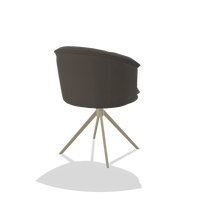 Dining Chair Lena 6581 in Leather B918 (dark grey), champagne swivel base, back angled view
