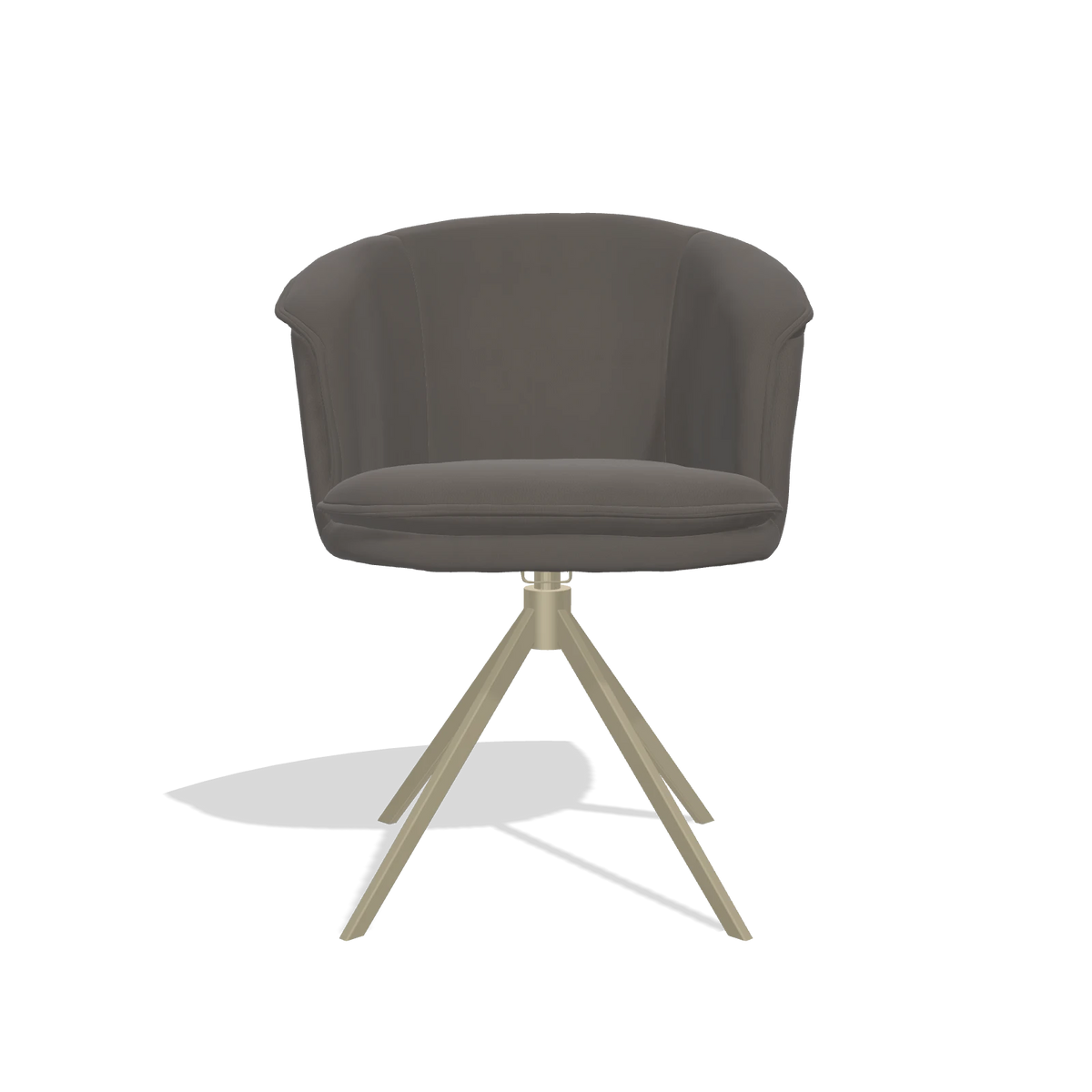 Dining Chair Lena 6581 in Leather B918 (dark grey), champagne swivel base, front view