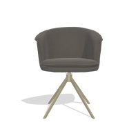 Dining Chair Lena 6581 in Leather B918 (dark grey), champagne swivel base, front view