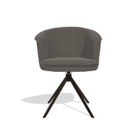 Dining Chair Lena 6581 in Leather B918 (dark grey), espresso swivel base, front view
