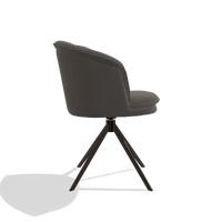 Dining Chair Lena 6581 in Leather B918 (dark grey), espresso swivel base, side view