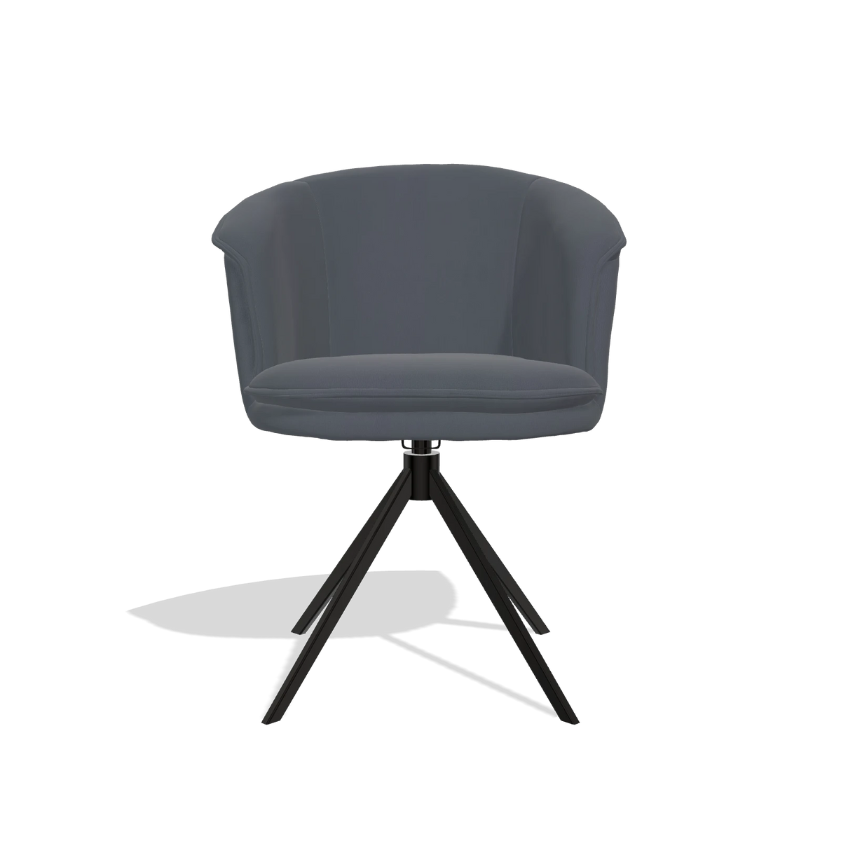 Silla de comedor Lena 6581 en Piel B961 (gris oscuro), base giratoria en negro, vista frontal