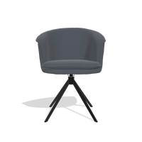 Silla de comedor Lena 6581 en Piel B961 (gris oscuro), base giratoria en negro, vista frontal
