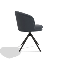 Silla de comedor Lena 6581 en Piel B961 (gris oscuro), base giratoria en negro, vista lateral