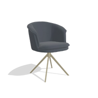 Silla de comedor Lena 6581 en Piel B961 (gris oscuro), base giratoria en champán, vista en ángulo
