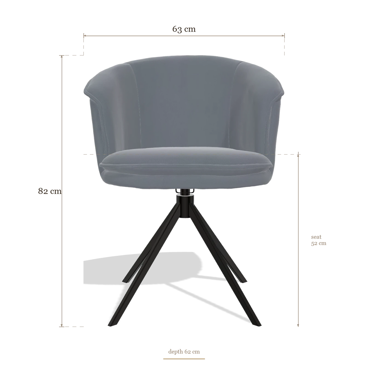Silla de comedor Lena 6581, medidas 63 x 62 x 82 cm