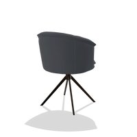 Silla de comedor Lena 6581 en Piel B961 (gris oscuro), base giratoria en espresso, vista trasera en ángulo
