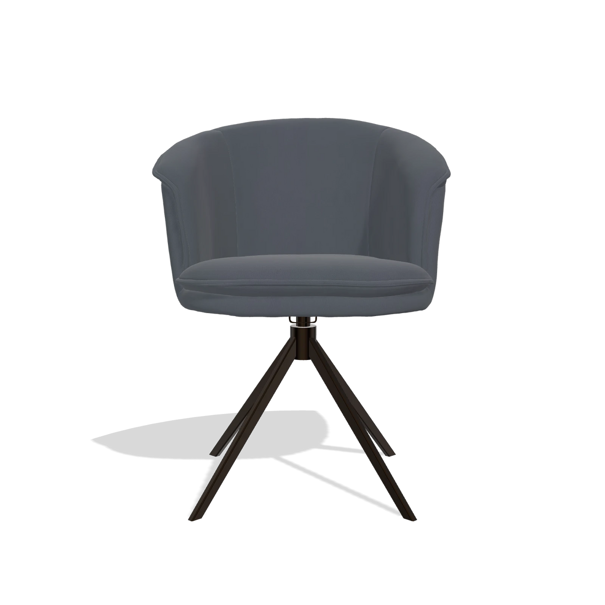 Silla de comedor Lena 6581 en Piel B961 (gris oscuro), base giratoria en espresso, vista frontal