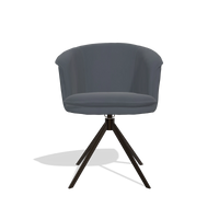 Silla de comedor Lena 6581 en Piel B961 (gris oscuro), base giratoria en espresso, vista frontal