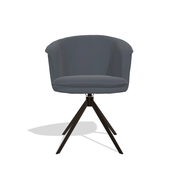 Silla de comedor Lena 6581 en Piel B961 (gris oscuro), base giratoria en espresso, vista frontal