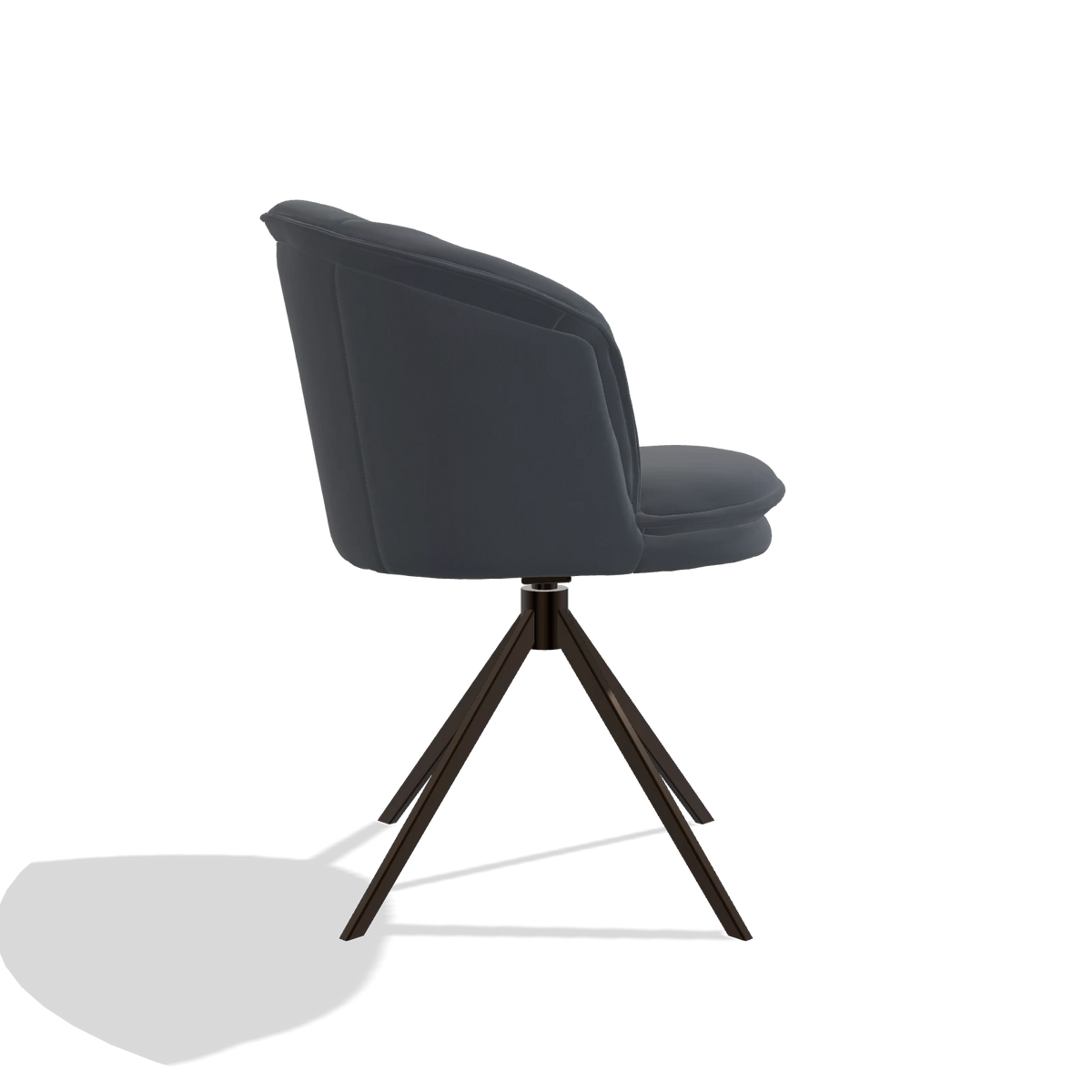 Silla de comedor Lena 6581 en Piel B961 (gris oscuro), base giratoria en espresso, vista lateral