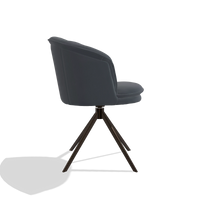 Silla de comedor Lena 6581 en Piel B961 (gris oscuro), base giratoria en espresso, vista lateral