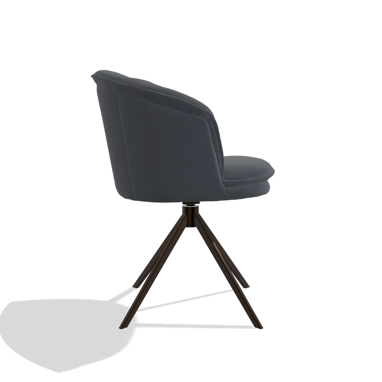 Silla de comedor Lena 6581 en Piel B961 (gris oscuro), base giratoria en espresso, vista lateral
