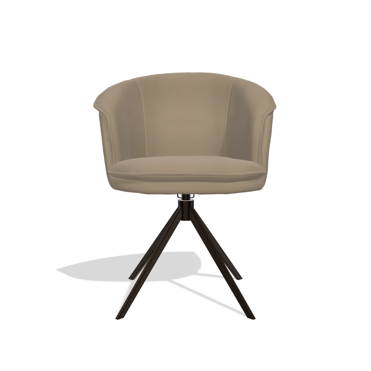Esszimmerstuhl Lena 6581 in Leder B968 (Taupe), Drehfuß in Espresso, Vorderansicht