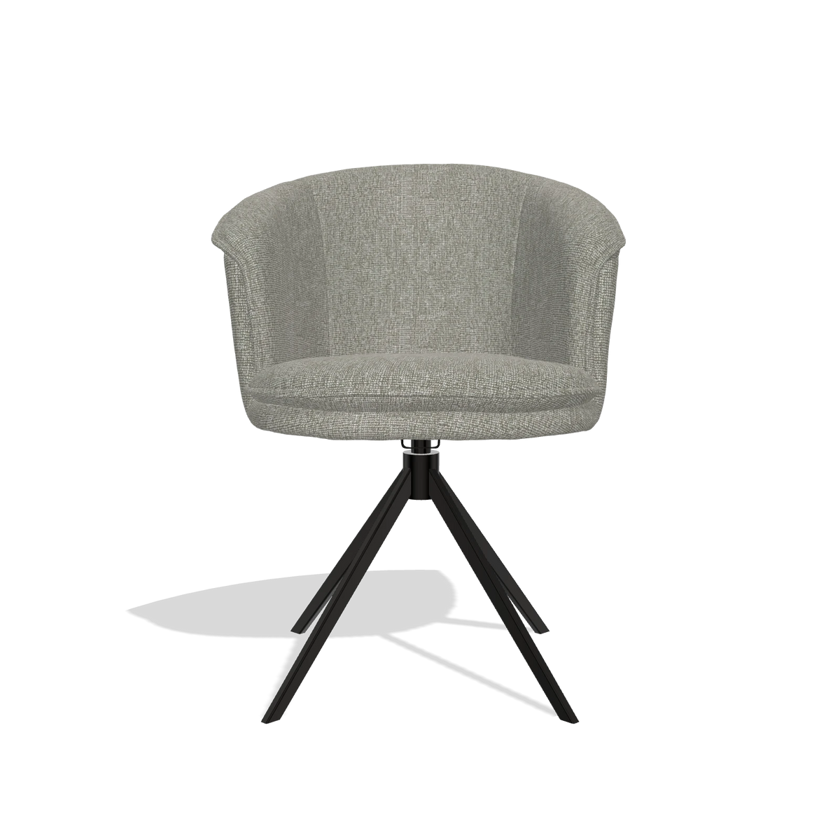 Dining Chair Lena 6581 in Lodge 01 fabric (taupe), black swivel base, front view