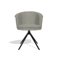 Dining Chair Lena 6581 in Lodge 01 fabric (taupe), black swivel base, front view