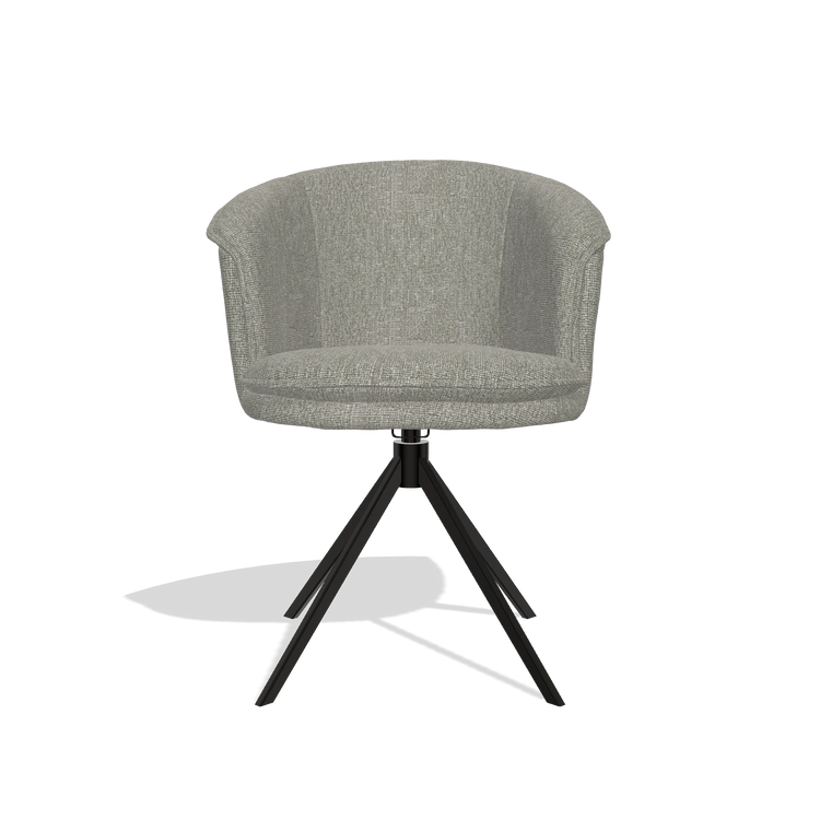 Dining Chair Lena 6581 in Lodge 01 fabric (taupe), black swivel base, front view