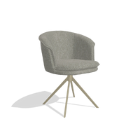 Dining Chair Lena 6581 in Lodge 01 fabric (taupe), champagne swivel base, angled view