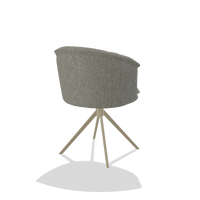 Dining Chair Lena 6581 in Lodge 01 fabric (taupe), champagne swivel base, back angled view