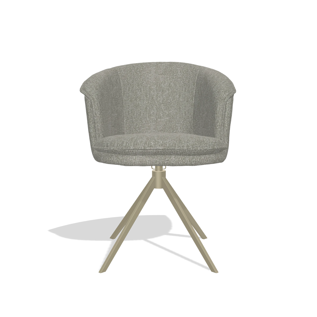 Dining Chair Lena 6581 in Lodge 01 fabric (taupe), champagne swivel base, front view