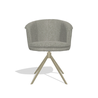 Dining Chair Lena 6581 in Lodge 01 fabric (taupe), champagne swivel base, front view