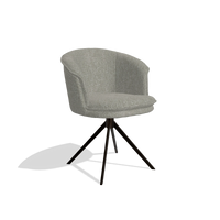 Dining Chair Lena 6581 in Lodge 01 fabric (taupe), espresso swivel base, angled view