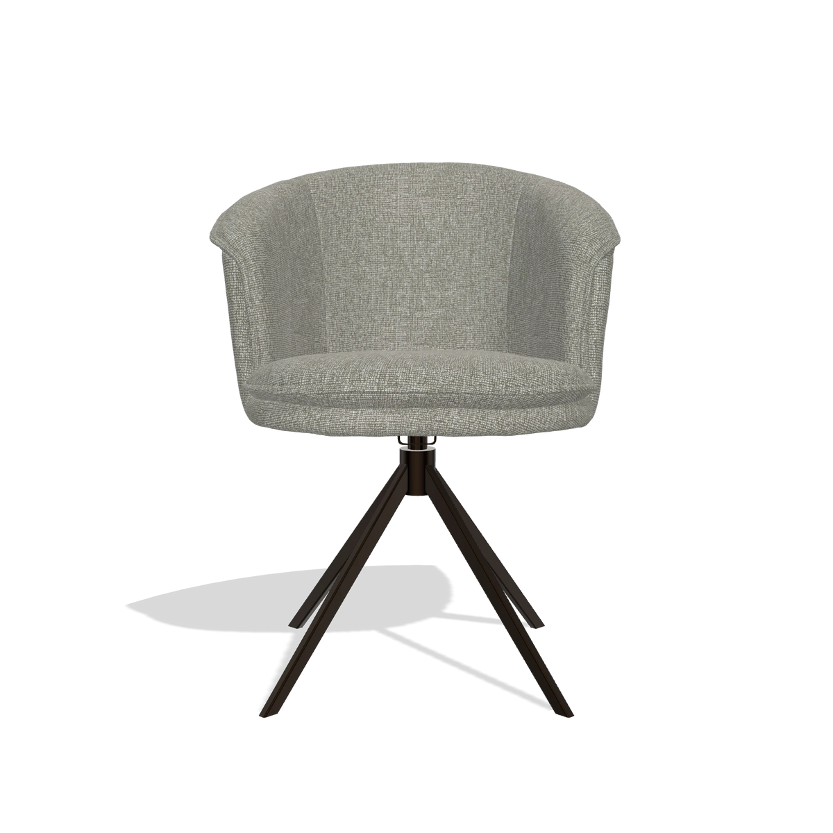 Dining Chair Lena 6581 in Lodge 01 fabric (taupe), espresso swivel base, front view