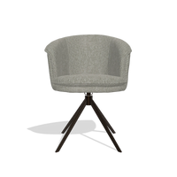 Dining Chair Lena 6581 in Lodge 01 fabric (taupe), espresso swivel base, front view
