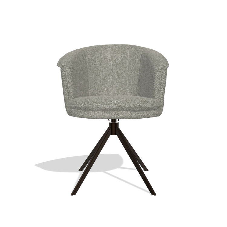 Dining Chair Lena 6581 in Lodge 01 fabric (taupe), espresso swivel base, front view