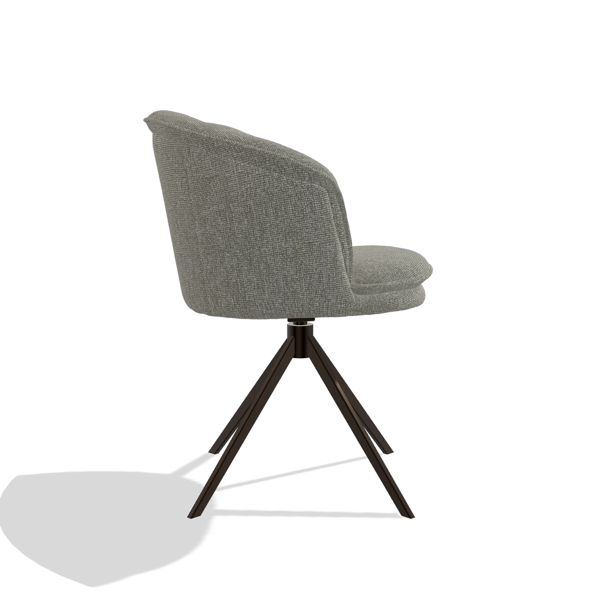 Dining Chair Lena 6581 in Lodge 01 fabric (taupe), espresso swivel base, side view