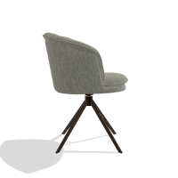 Dining Chair Lena 6581 in Lodge 01 fabric (taupe), espresso swivel base, side view