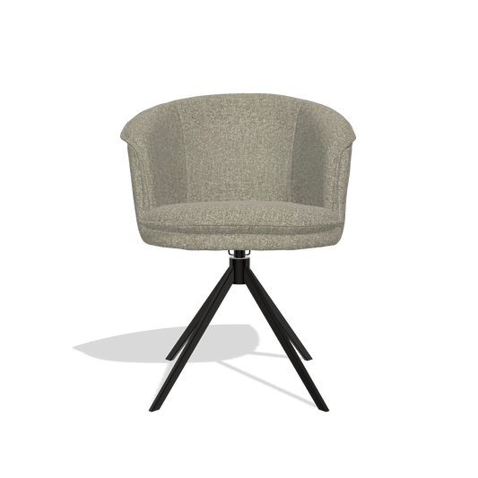 Chaise de salle à manger Lena 6581 en tissu Lodge 05 (taupe), pied pivotant en noir, vue de face