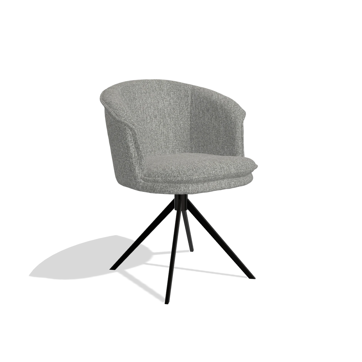 Dining Chair Lena 6581 in Lodge 40 fabric (grey), black swivel base, angled view
