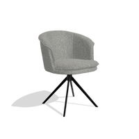 Dining Chair Lena 6581 in Lodge 40 fabric (grey), black swivel base, angled view