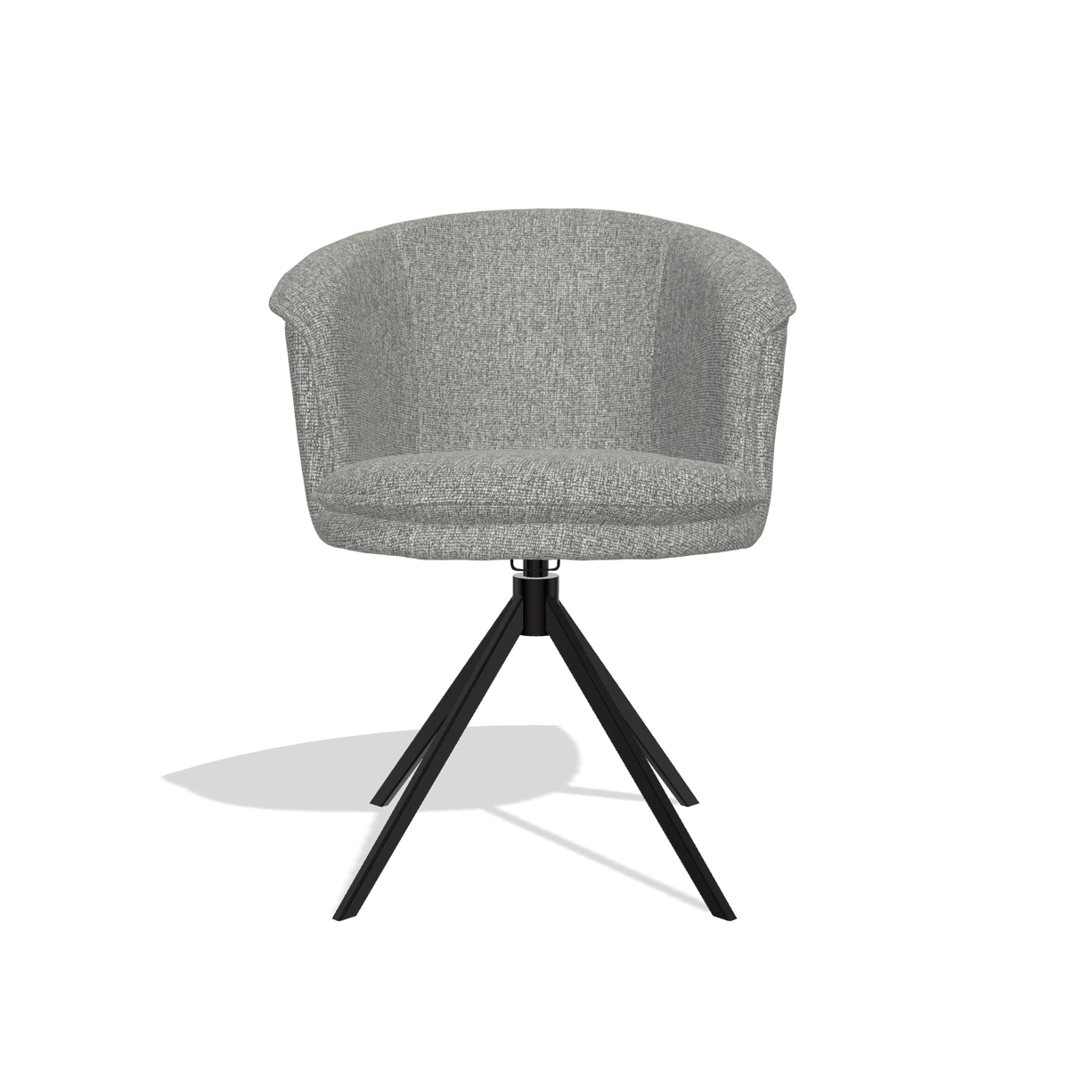 Dining Chair Lena 6581 in Lodge 40 fabric (grey), black swivel base, front view