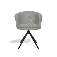 Dining Chair Lena 6581 in Lodge 40 fabric (grey), black swivel base, front view